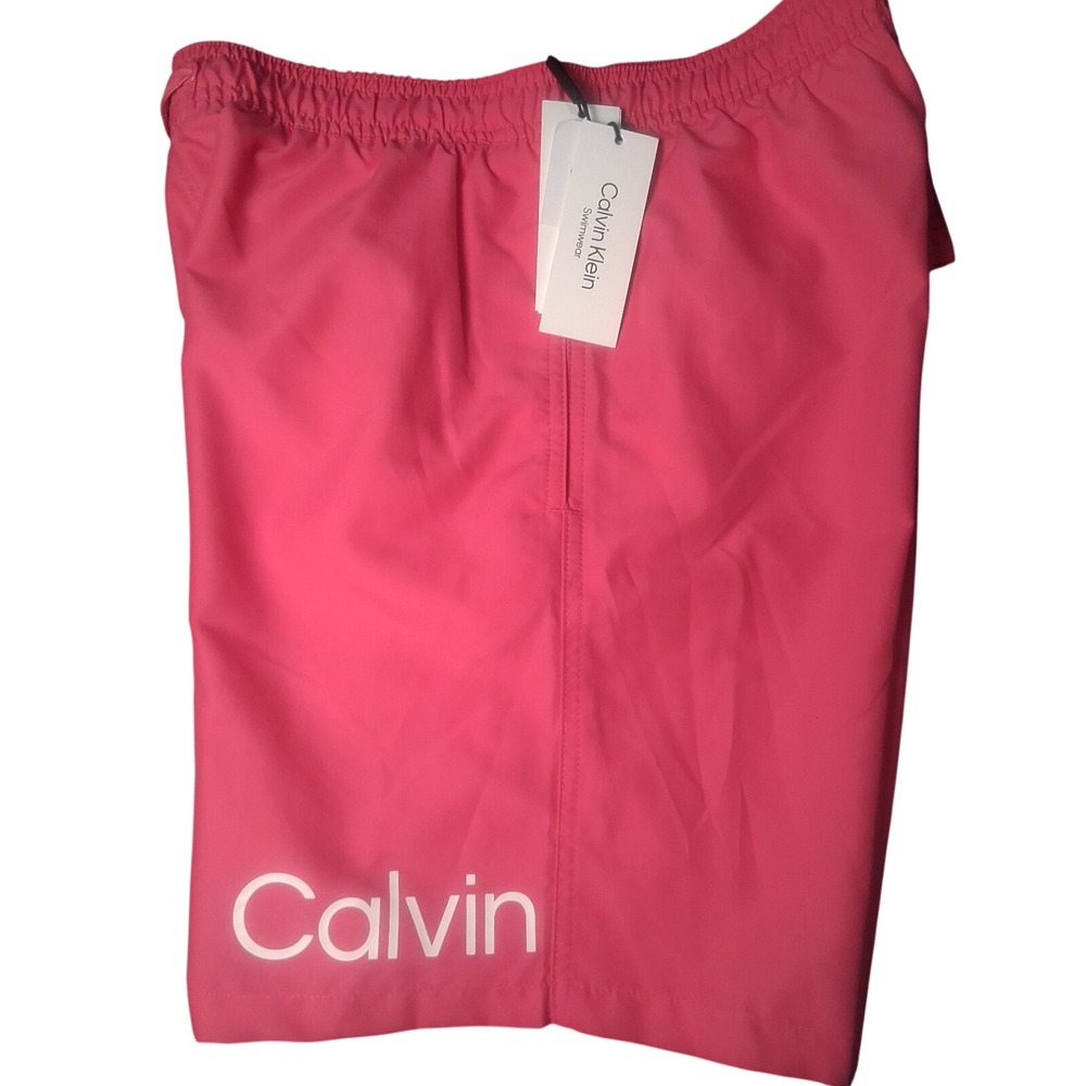 Calvin Klein Men's Swim Shorts, Med, Pink, Pockets Galor